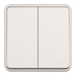 ABB开关面板 二开单控双开单控开关 86型两位开关 纤悦系列 白色 AR122