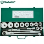 世达（SATA）15件套19MM系列12角套筒组套工具汽修汽保工具组合套装09015 09015(15件19mm系列12角套筒)