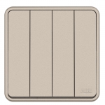 ABB开关面板 四开单控四位单控开关 86型四位开关 纤悦系列 金色 AR124-PG