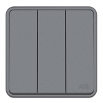 ABB开关面板 三开单控三位单控开关 86型三位开关 纤悦系列 灰色 AR123-G