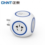 正泰（CHNT）无线插座五孔插头小夜灯球插2位Sunrise 6-1020U/6（带开关带USB）湖蓝色10A