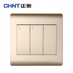 正泰（CHNT） NEW7-Z00602A 香槟金三开双控开关面板