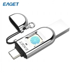 忆捷（EAGET）U盘 HF-C01 128GB Type-C USB3.1 指纹加密手机U盘 双接口手机电脑