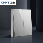 正泰 CHNT开关插座面板2HD系列98型钢化玻璃镜面高级灰色NEW2-H00408D