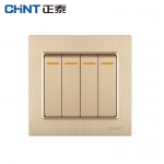 正泰（CHNT）开关插座墙壁86型电源内嵌钢架NEW7L拉丝金毓琇系列 强电系列 四开双控