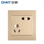 正泰（CHNT）开关插座墙壁86型电源内嵌钢架NEW7L拉丝金毓琇系列 强电系列 斜五孔