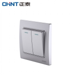 正泰（CHNT）开关墙壁86型电源面板内嵌钢架NEW7L毓琇系列银色 强电系列 二开单控
