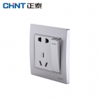 正泰（CHNT）开关墙壁86型电源面板内嵌钢架NEW7L毓琇系列银色 强电系列 一开单控五孔