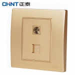 正泰（CHNT）开关插座墙壁86型电源面板内嵌钢架NEW7L毓琇系列香槟金 弱电系列 电视电脑