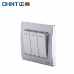 正泰（CHNT）开关墙壁86型电源面板内嵌钢架NEW7L毓琇系列银色 强电系列 三开单控