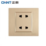 正泰（CHNT）开关插座墙壁86型电源内嵌钢架NEW7L拉丝金毓琇系列 强电系列 四孔