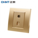 正泰（CHNT）开关插座墙壁86型电源面板内嵌钢架NEW7L毓琇系列香槟金 弱电系列 电视电话
