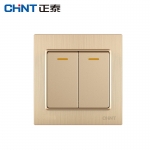 正泰（CHNT）开关插座墙壁86型电源内嵌钢架NEW7L拉丝金毓琇系列 强电系列 二开多控