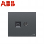 ABB开关插座面板 二位电视电脑插座 86型有线TV网线宽带插座 盈致系列 灰色 CA325-MG