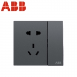 ABB开关插座面板 86型10A一开五孔双控带开关插座 盈致系列 灰色 CA211-MG
