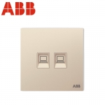 ABB开关插座面板 二位电脑插座 二位八芯六类电脑插座网络信息 盈致系列 金色 CA329-ZG