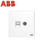 ABB开关插座面板 二位电视电脑插座 86型有线TV网线宽带插座 盈致系列 白色 CA325