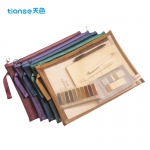天色（TIANSE）  A4 网纱文件袋学科拉链袋 彩色资料袋 试卷财务凭证收纳可放置标签 A4-5色混装 TS-253