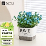 九千谷 假花仿真花蓝色满天星盆栽塑料花束办公室假绿植客厅装饰品