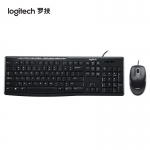 罗技（Logitech）MK200有线键鼠套装 有线键盘鼠标套装USB电脑笔记本办公键鼠 薄膜办公键盘带小键盘即插即用全尺寸 黑色