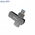 朗科（Netac） U681高速USB3.0办公车载带指示灯闪存盘金属旋转优盘 铁灰色 32GB