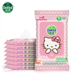 滴露（Dettol） 儿童卫生湿巾10片*8包hello kitty包装一抹杀菌温和亲肤