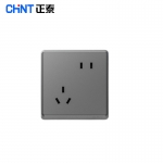 正泰（CHNT）开关插座墙壁面板二三插座电源86型窄边框大面板  NEW6-M11135幻银灰 斜五孔