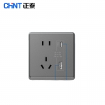 正泰（CHNT）开关插座墙壁面板二三插座电源86型窄边框大面板  NEW6-M44005幻银灰 一开双控五孔