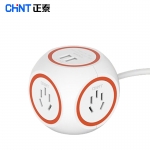 正泰（CHNT）插座五孔插头小夜灯球插2位二三极转换器（带开关带USB）香橙色10A 250V