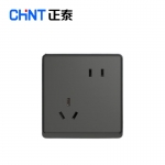 正泰（CHNT）插座墙壁面板二三电源86型窄边框大面板 NEW6M黑灰色 斜五孔