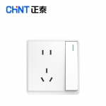 正泰（CHNT）开关插座墙壁面板二三插座电源86型窄边框大面板 NEW6M白色 一开单控五孔