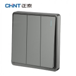 正泰（CHNT）开关插座墙壁面板二三插座电源86型窄边框大面板  NEW6-M00505幻银灰 三开单控