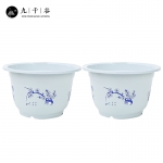 九千谷 塑料花盆大号2个装 花卉绿植绿萝兰花月季玫瑰圆形加厚塑料种植盆 梅兰竹菊款外径34cm3811