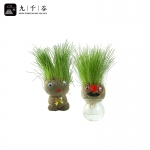 九千谷 长草娃娃 水培观察植栽室内趣味小草人创意植物桌面头上长草儿童礼物 胡子蜀黍+大眼萌仔 1对装8911