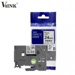 V4INK 适用兄弟标签机色带亚光银底黑字标签打印机标签带24mm宽度(适用所有PT系列)