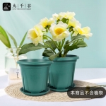 九千谷 2745青山盆控根花盆1号带托盘家用阳台绿植花卉塑料花盆24cm3个装