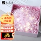 九千谷 拉菲草填充物带灯圣诞节生日礼物礼品装饰碎纸条 浅粉拉菲草100g+1米灯串5个