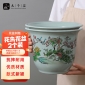 九千谷 4459花盆树脂国风家用办公室阳台养花种植盆栽口径18cm花鸟花盆2个青色