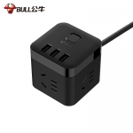 公牛（BULL） 魔方USB插座 插线板/插排/排插/接线板/拖线板 3USB接口+3插孔全长3米 黑色 GN-U303H