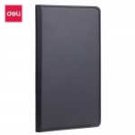 得力(deli) 7903皮面笔记本 黑-80张-48K商务经典皮面本办公用品 会议记事本日记本