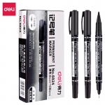 得力（deli） 120支/箱 6824黑色双头油性记号笔签字笔办公物流会议笔马克笔学生儿童美术勾线笔