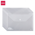 得力（deli） 10只/盒 5501透明斜纹白文件袋加厚文件夹档案袋分类按扣资料袋塑料防水A4学科袋学生科目袋收纳试卷袋暗扣袋