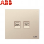 ABB开关插座面板 二位电话6类电脑插座 86型网线宽带座机电话线插座 盈致系列 金色 CA330-ZG